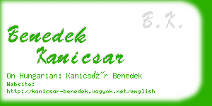 benedek kanicsar business card